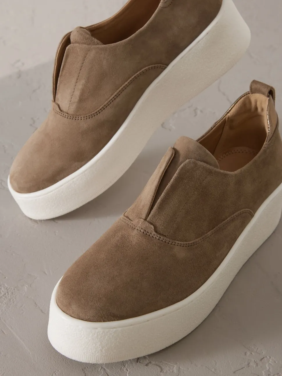 Chocolate Brown Slip On Signature Leather Chunky Wedge Platform Trainers