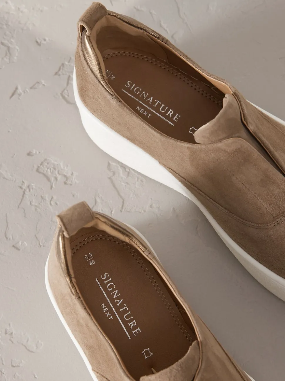 Chocolate Brown Slip On Signature Leather Chunky Wedge Platform Trainers