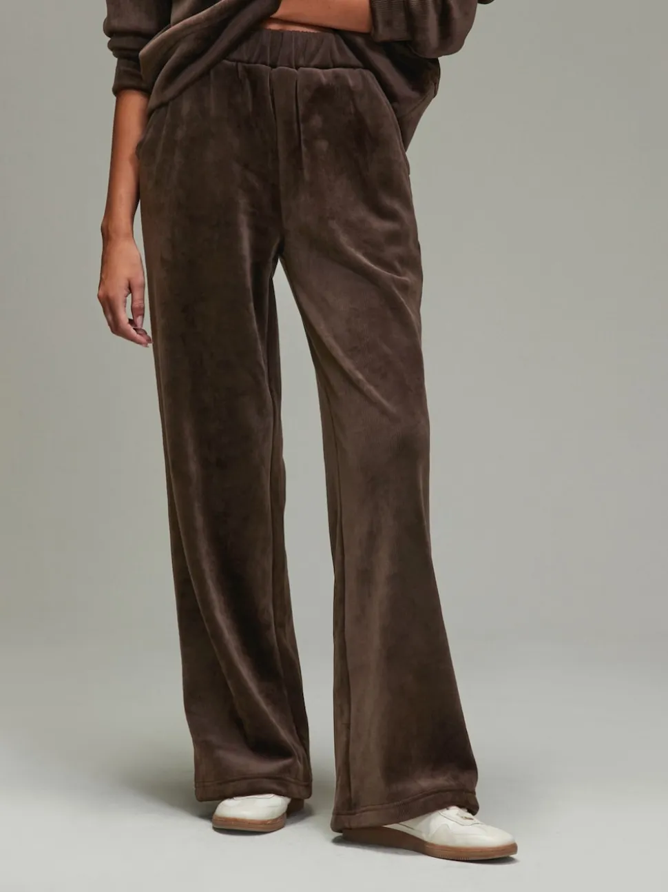 Chocolate Brown Soft Feel Cord Wide Leg Trousers