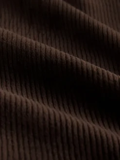 Chocolate Brown Soft Feel Cord Long Sleeve Hoodie