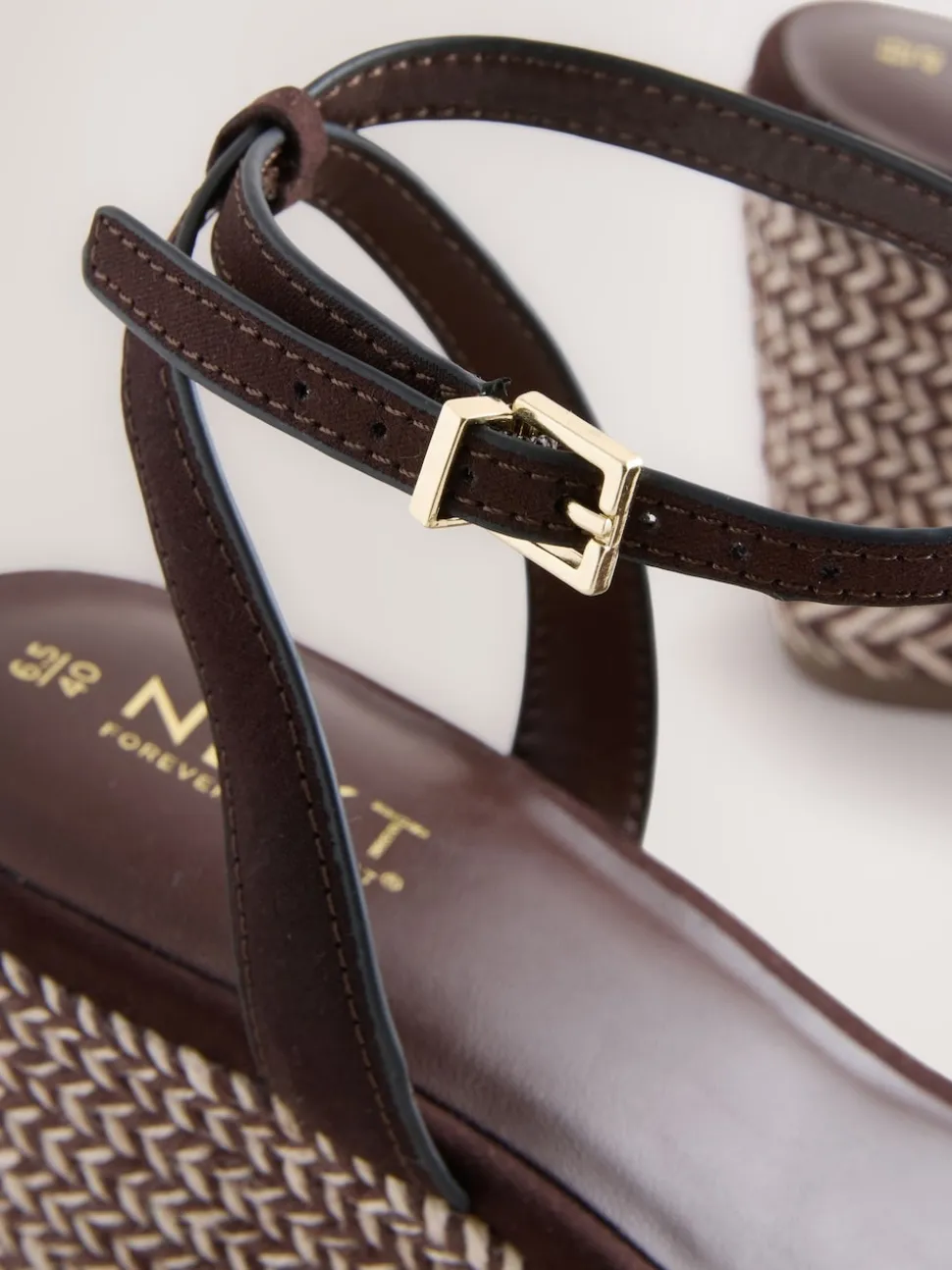 Chocolate Brown Square Toe Espadrille Wedge Heels