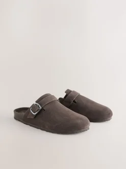Chocolate Brown Standard Fit Leather Footbed Clogs