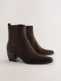 Chocolate Brown Standard/Wide Fit Chelsea Style Western Cowboy Boots