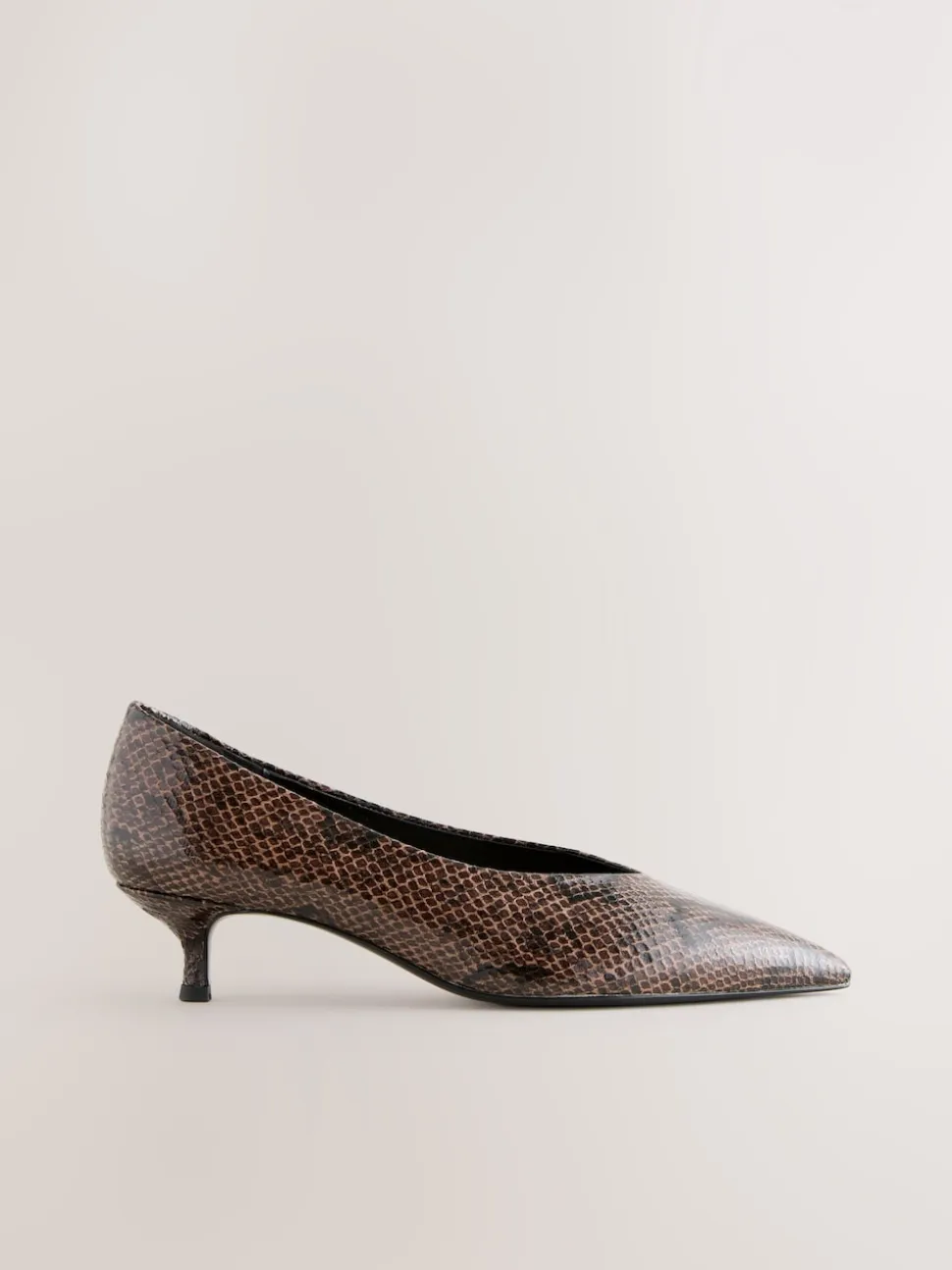 Chocolate Brown Standard/Wide Fit Point Toe Low Kitten Heels Shoes