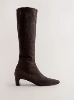 Chocolate Brown Standard/Wide Fit Forever Comfort® Chisel Toe Knee Sock Boots