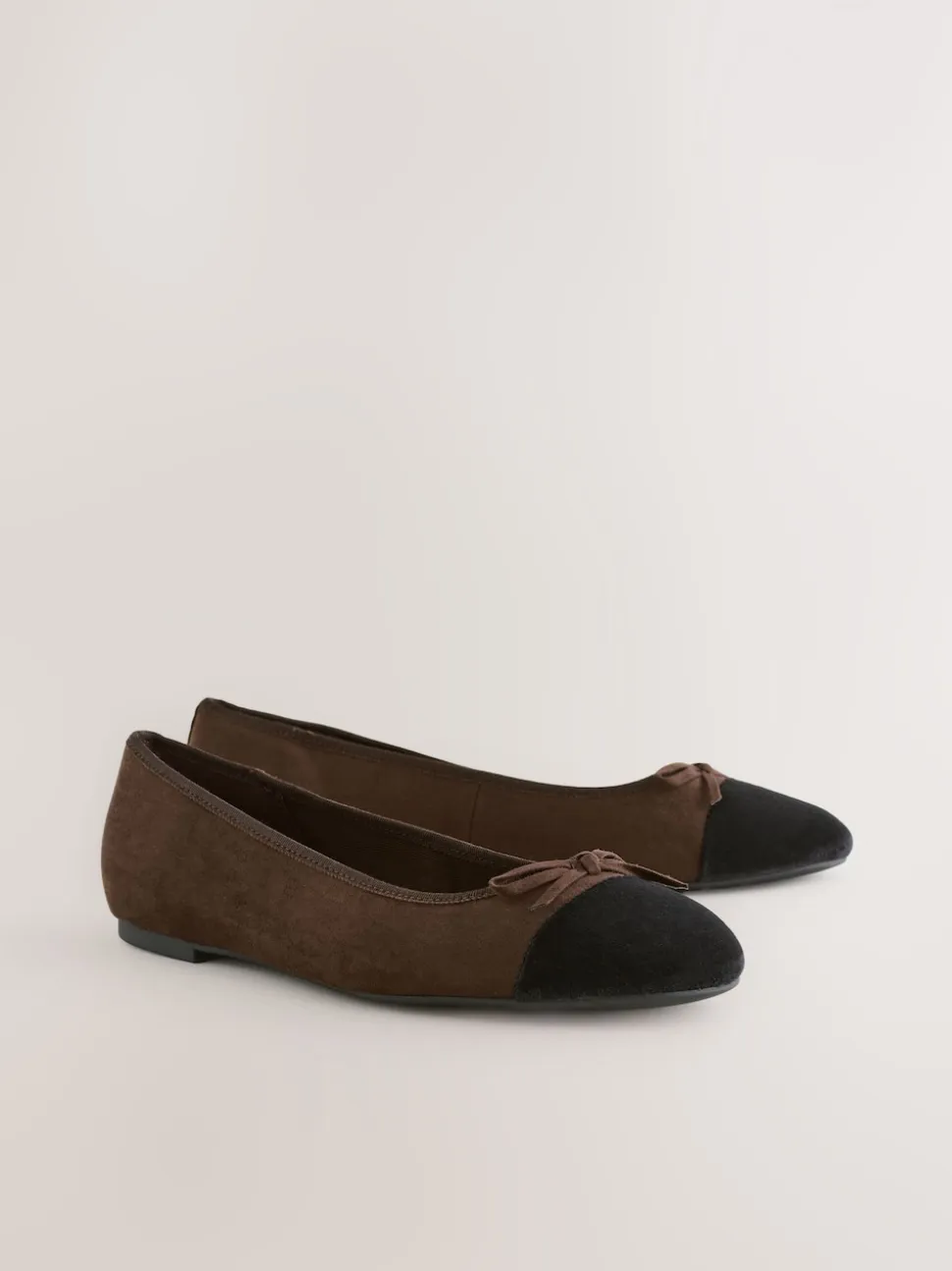Chocolate Brown Standard/Wide Fit Round Toe Ballerina Shoes