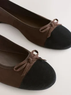 Chocolate Brown Standard/Wide Fit Round Toe Ballerina Shoes