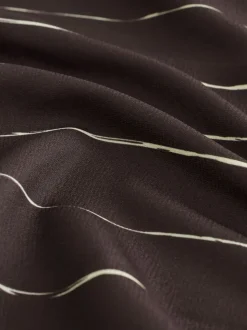 Chocolate Brown Stripe Long Sleeve V-Neck Blouse