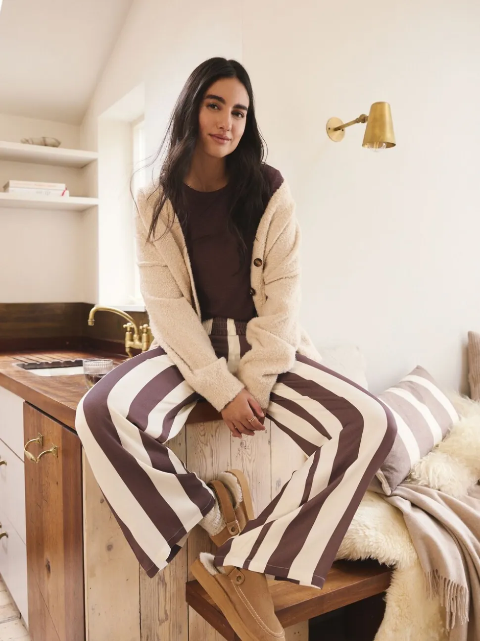 Chocolate Brown Stripe Long Sleeve Pyjamas