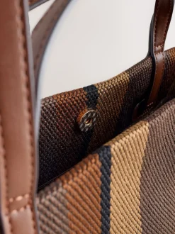 Chocolate Brown Stripe Shoulder Bag