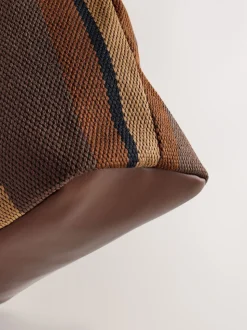 Chocolate Brown Stripe Shoulder Bag