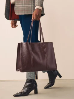 Chocolate Brown Structured Tote Bag