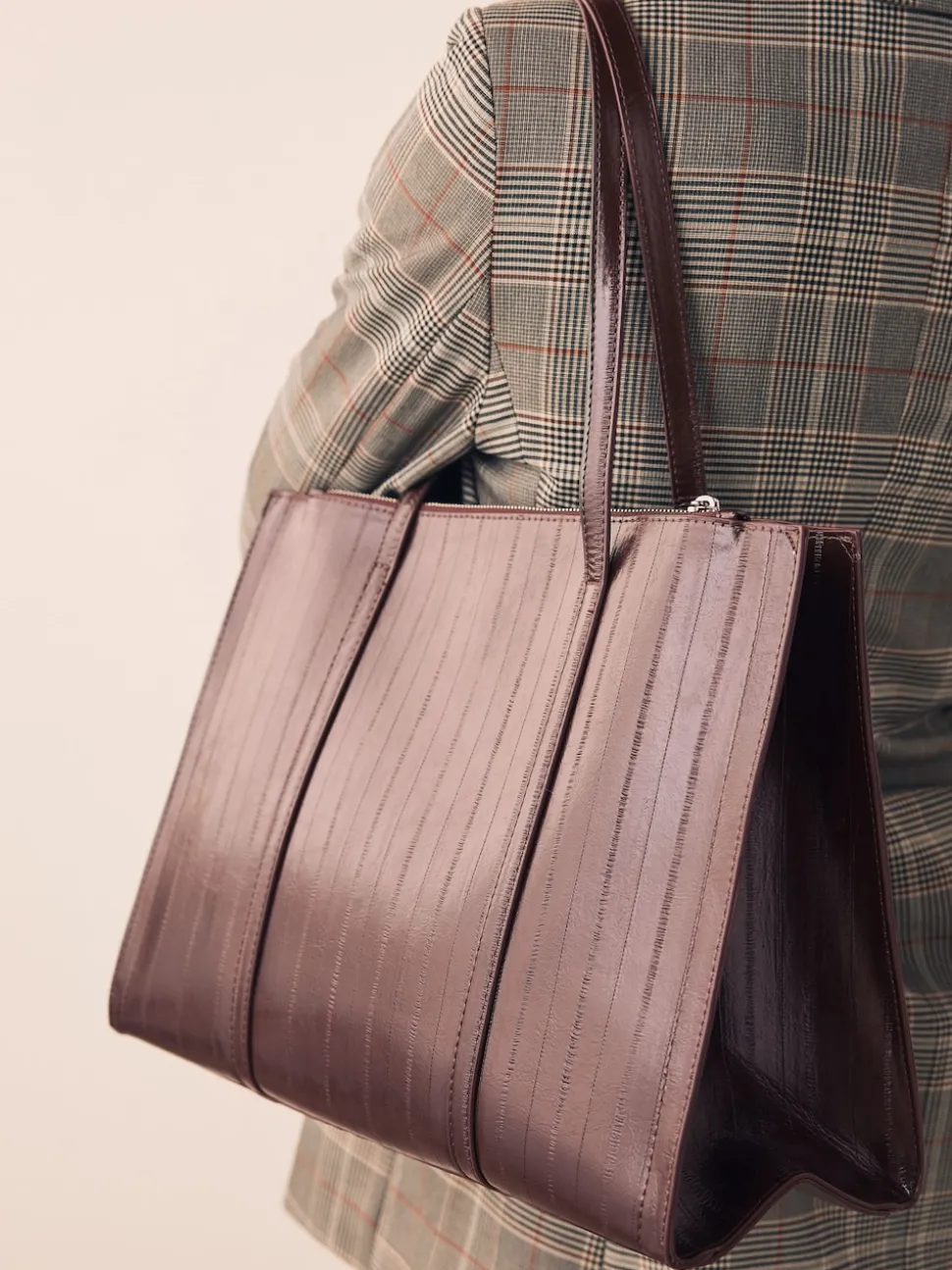 Chocolate Brown Structured Tote Bag