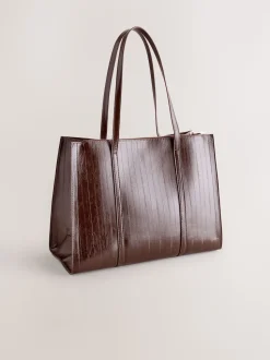 Chocolate Brown Structured Tote Bag