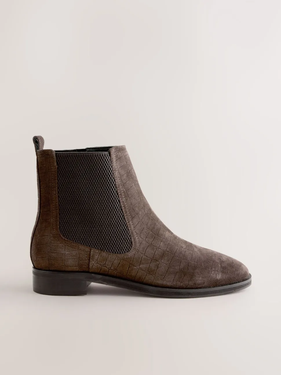 Chocolate Brown Suede Embossed Standard/Wide Fit Forever Comfort® Chelsea Ankle Boots