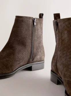 Chocolate Brown Suede Embossed Standard/Wide Fit Forever Comfort® Chelsea Ankle Boots