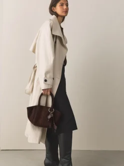 Chocolate Brown Suede Flower Charm Cross-Body Bag