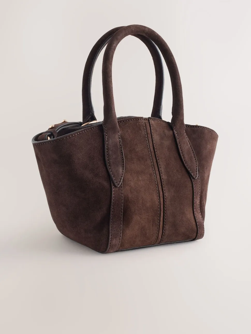 Chocolate Brown Suede Flower Charm Cross-Body Bag