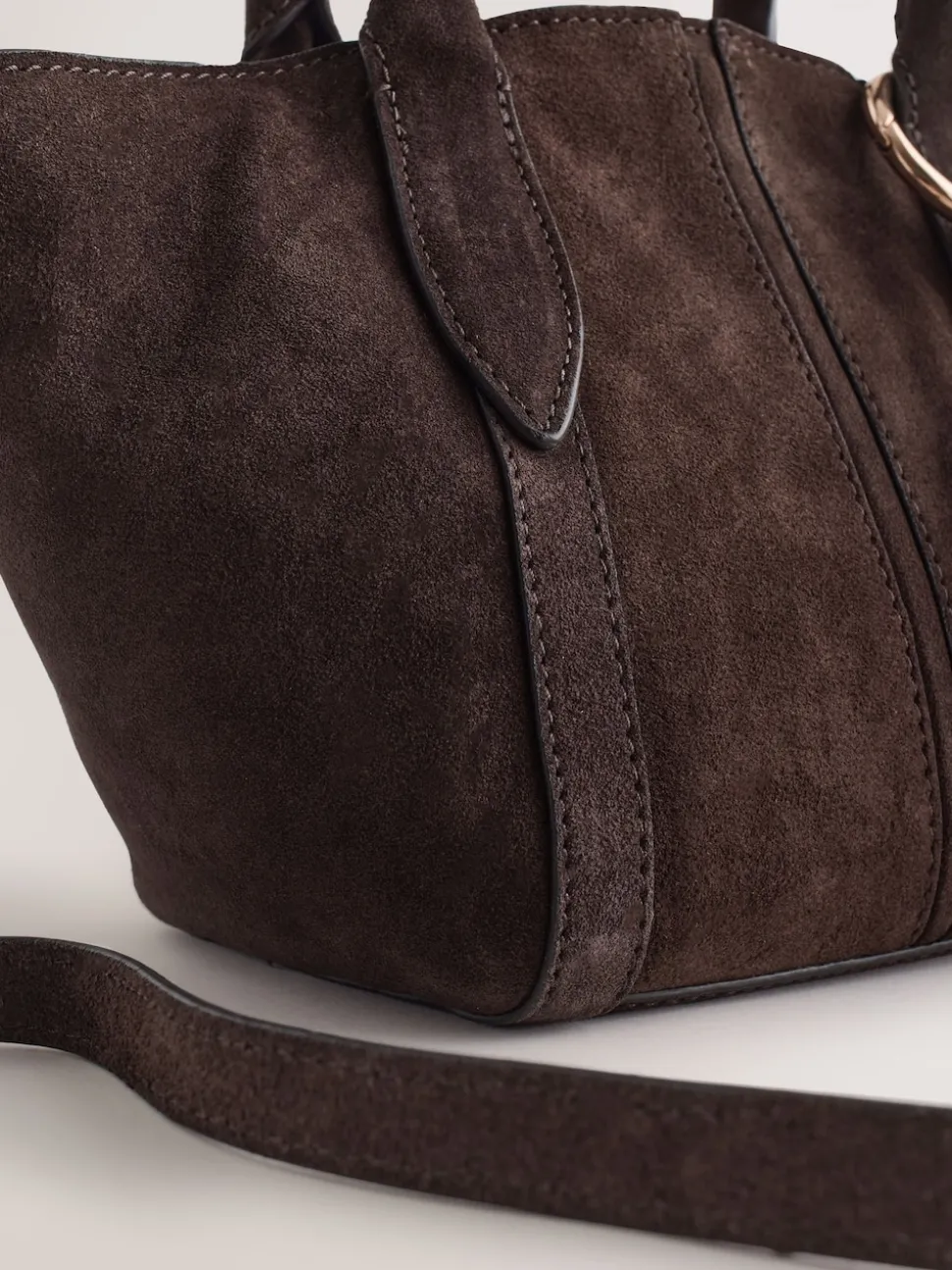 Chocolate Brown Suede Flower Charm Cross-Body Bag