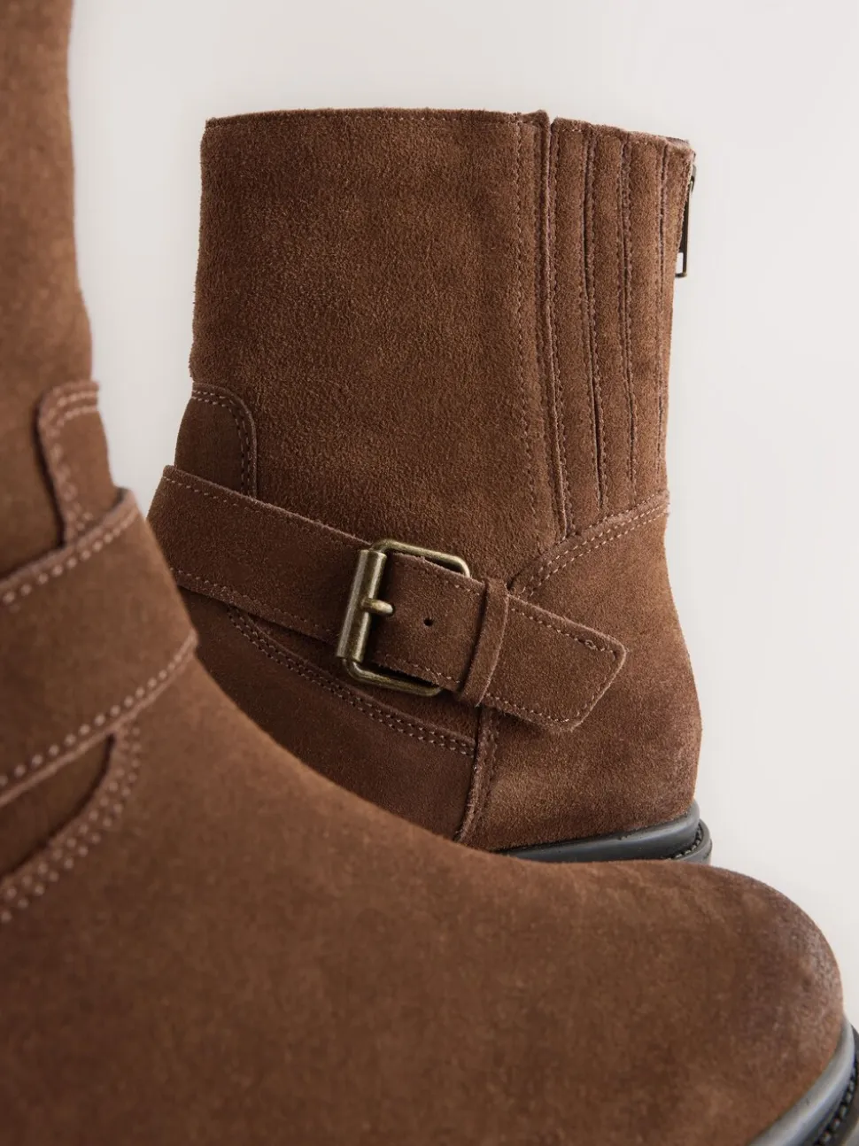 Chocolate Brown Suede Forever Comfort® Biker Ankle Boots