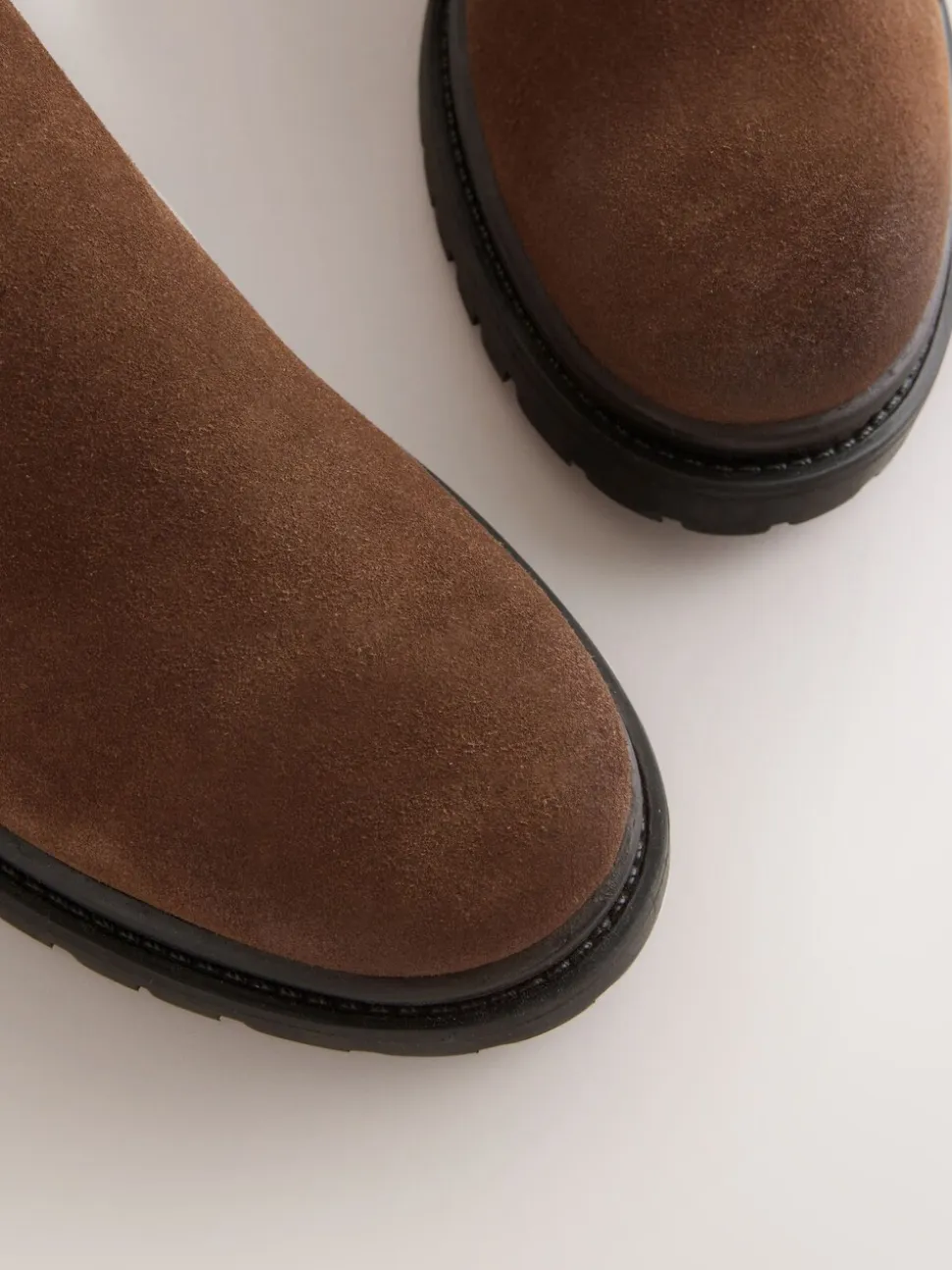 Chocolate Brown Suede Forever Comfort® Biker Ankle Boots