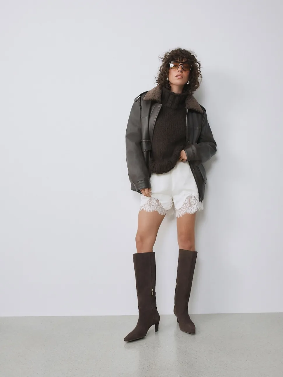 Chocolate Brown Suede Forever Comfort® Knee High Chisel Toe Heeled Boots