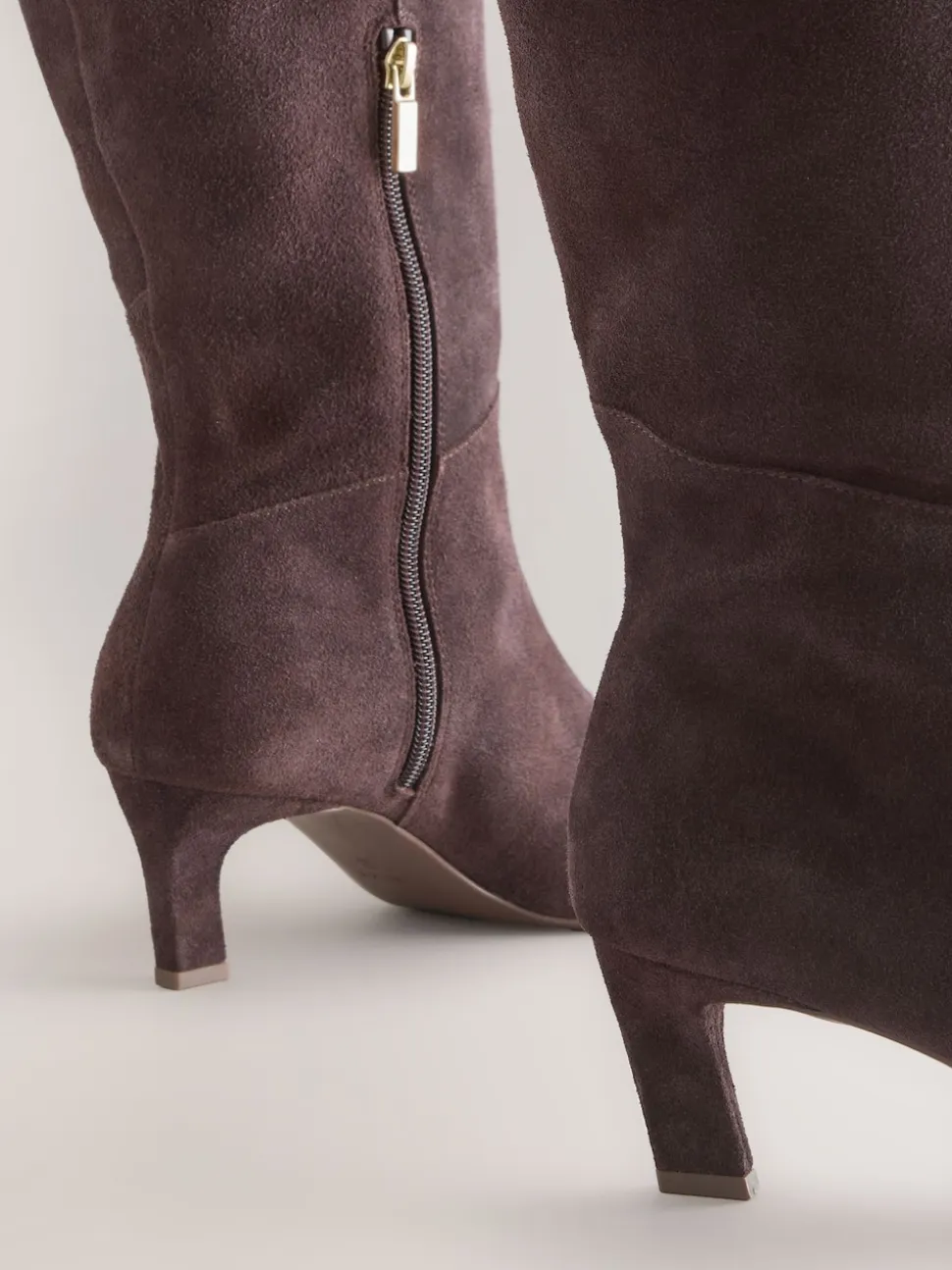 Chocolate Brown Suede Forever Comfort® Knee High Chisel Toe Heeled Boots