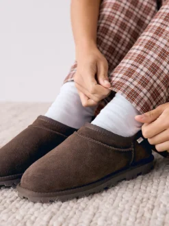 Chocolate Brown Suede Shoot Slippers