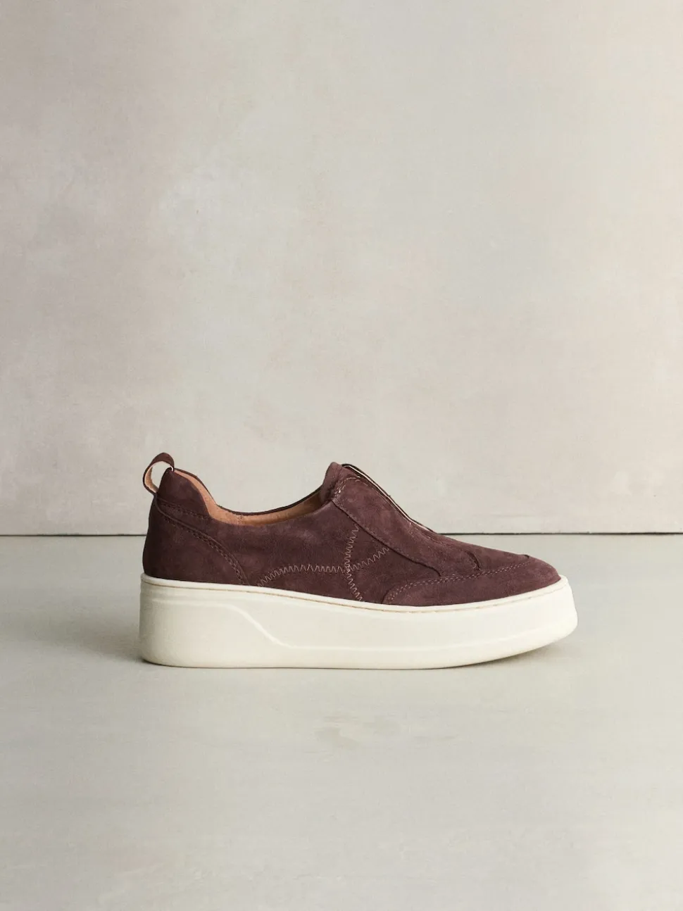 Chocolate Brown Suede Signature Leather Chunky Wedge Platform Trainers