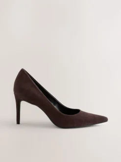 Chocolate Brown Suede Standard/Wide Fit Leather Mid Court Shoes