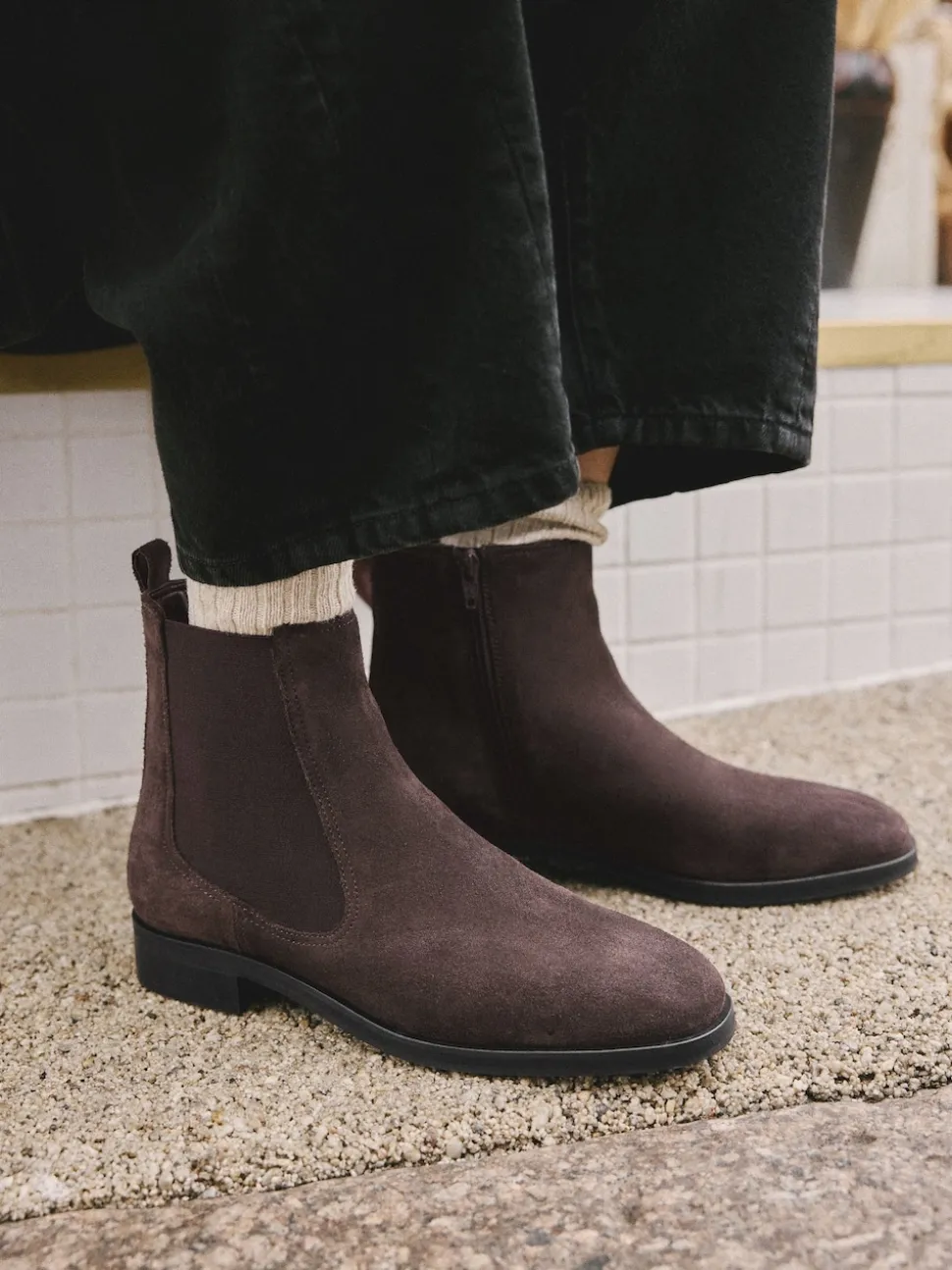 Chocolate Brown Suede Standard/Wide Fit Forever Comfort® Chelsea Ankle Boots
