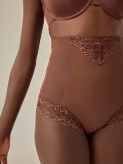 Chocolate Brown Super High Waist Briefs Firm Tummy Control Shaping Briefs