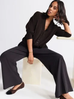 Chocolate Brown Supersoft V-Neck Cardigan With Pockets