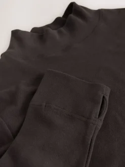 Chocolate Brown Thermal Soft Touch Long Sleeve High Neck Top