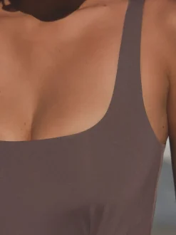 Chocolate Brown Twist Scoop Tummy Control Swimsuit