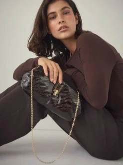 Chocolate Brown Volume Clutch Bag