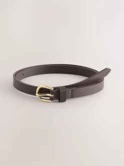 Chocolate Brown/Berry PU Skinny Belts 2 Pack