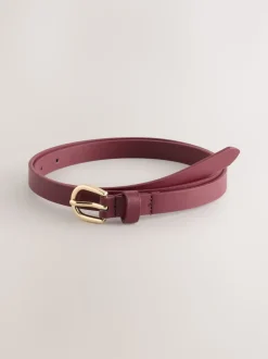 Chocolate Brown/Berry PU Skinny Belts 2 Pack