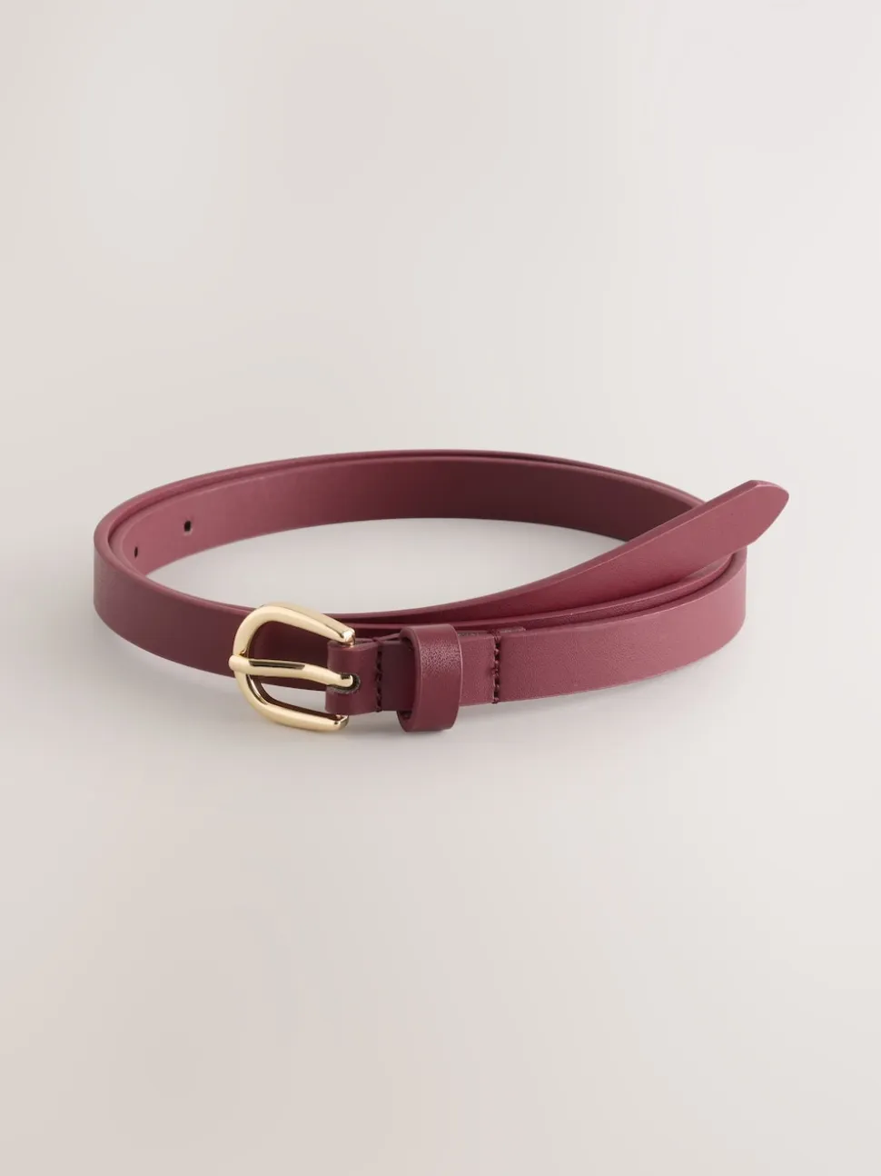 Chocolate Brown/Berry PU Skinny Belts 2 Pack