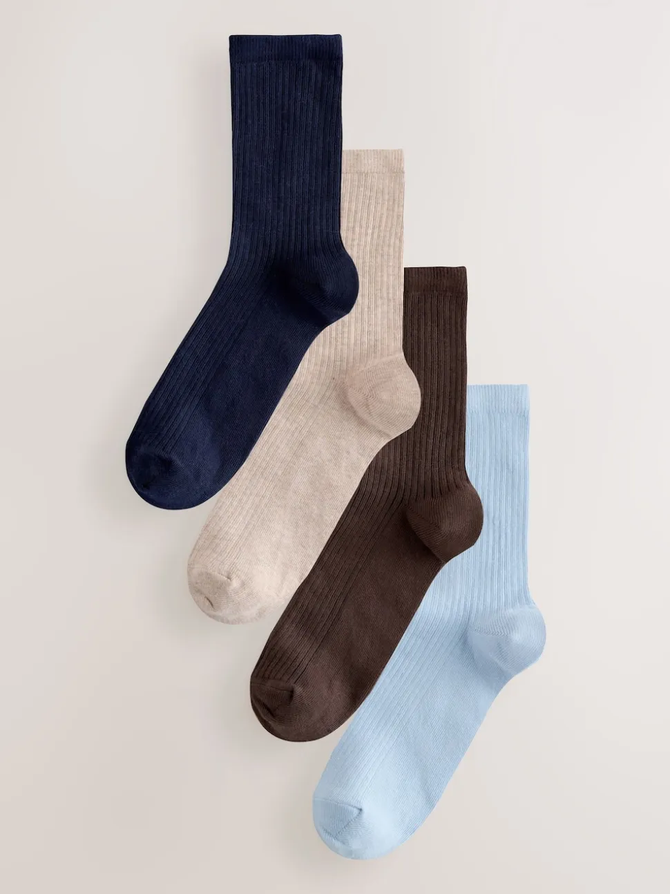 Chocolate Brown/Blue Ribbed Ankle Socks 4 Pack