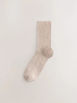 Chocolate Brown/Blue Ribbed Ankle Socks 4 Pack