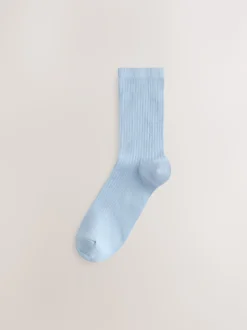 Chocolate Brown/Blue Ribbed Ankle Socks 4 Pack