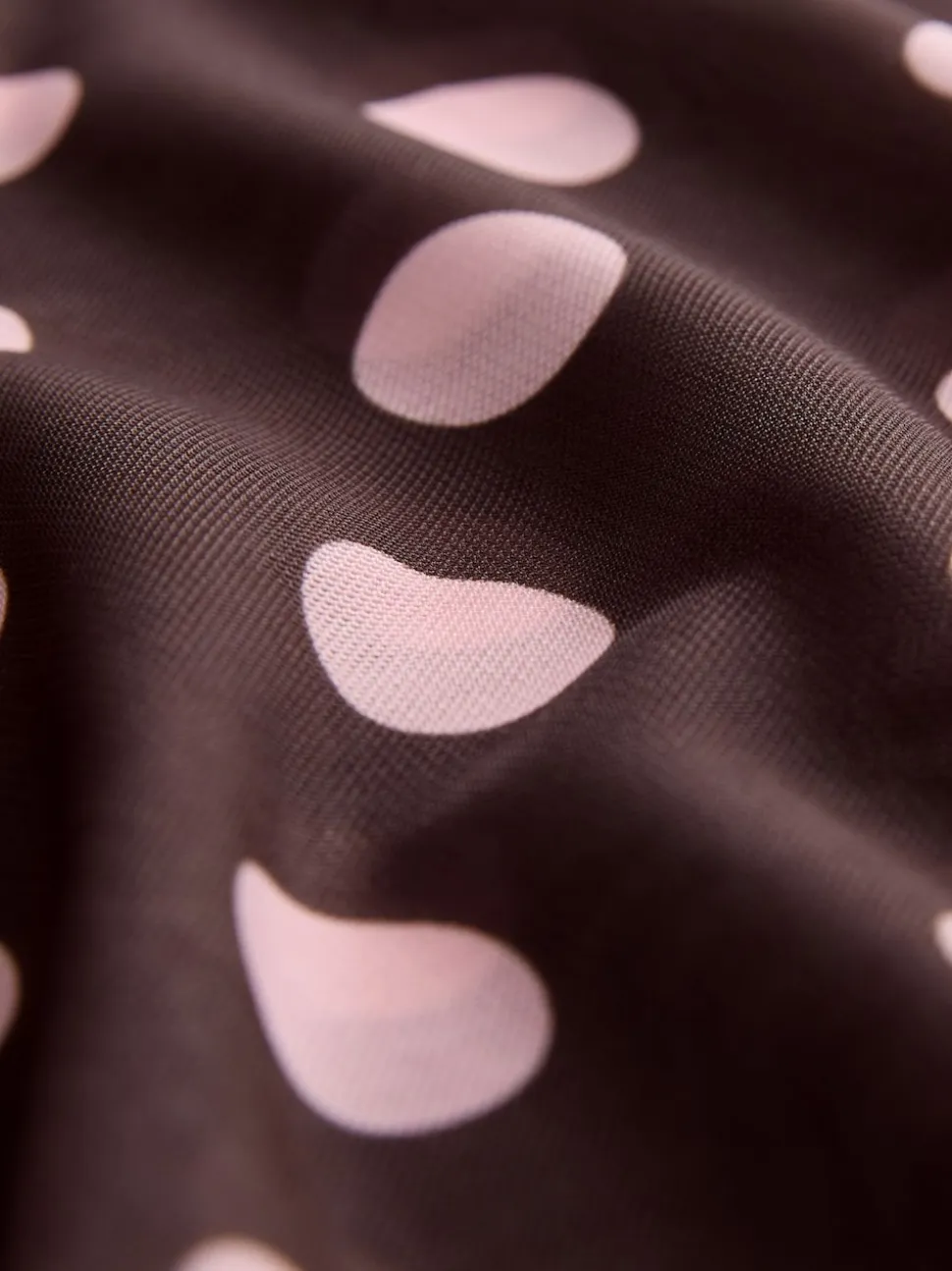 Chocolate Brown/Pink Polka Dot Long Sleeve Ruched Side Mesh Top