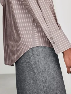 Chocolate Brown/Pink Stripe Oversized Boyfriend Shirt