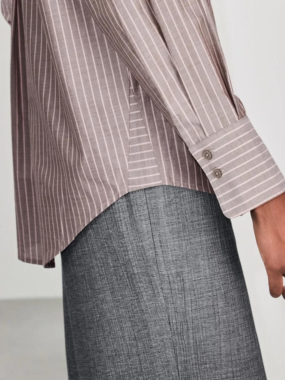 Chocolate Brown/Pink Stripe Oversized Boyfriend Shirt