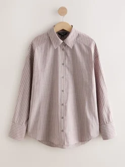 Chocolate Brown/Pink Stripe Oversized Boyfriend Shirt