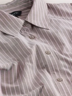 Chocolate Brown/Pink Stripe Oversized Boyfriend Shirt