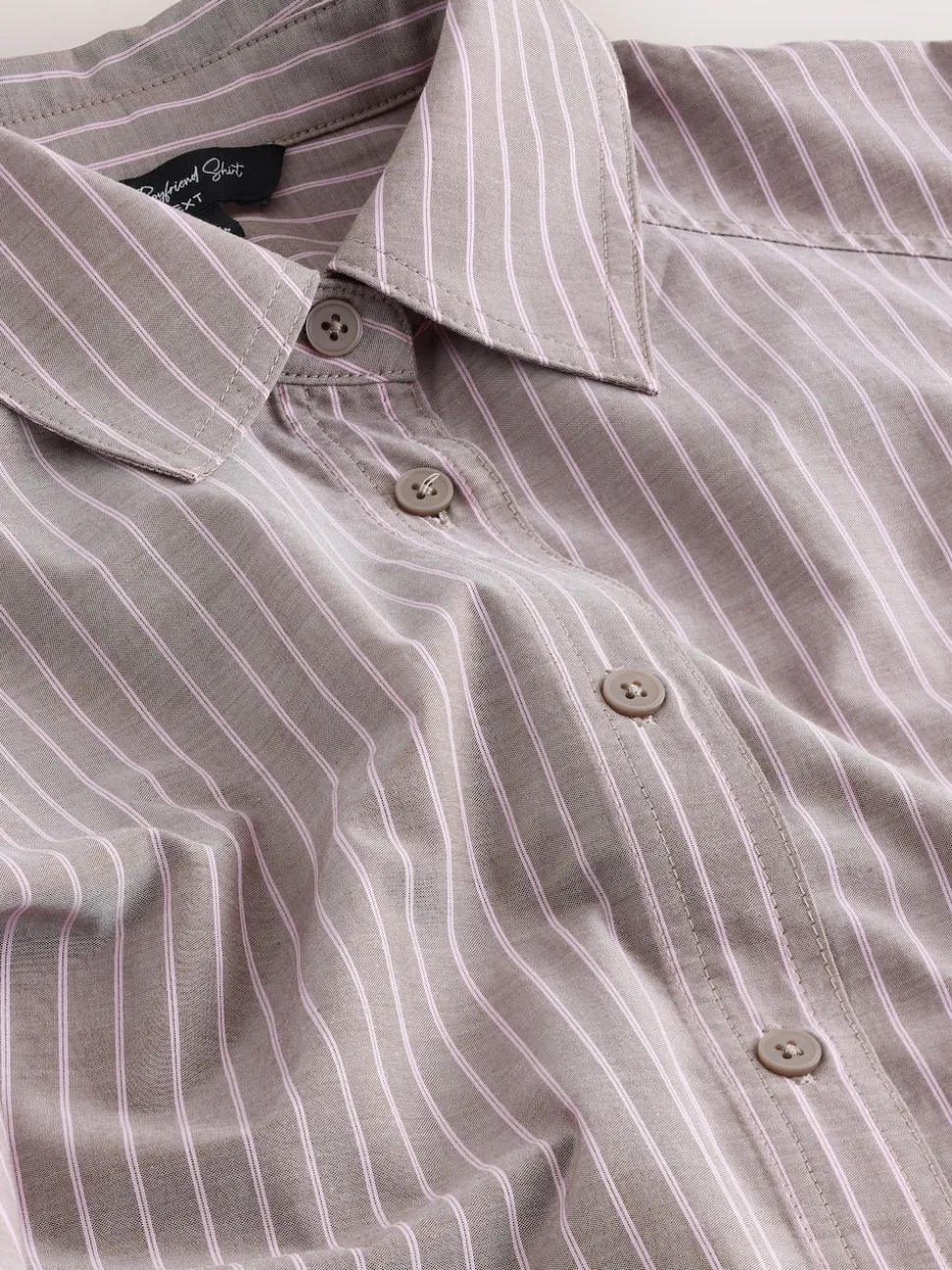 Chocolate Brown/Pink Stripe Oversized Boyfriend Shirt