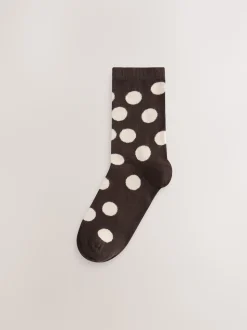 Chocolate Brown/White Spot Ankle Socks 5 Pack