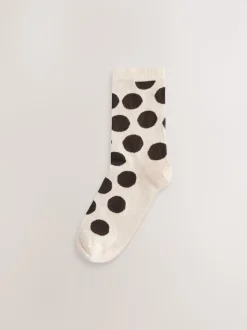 Chocolate Brown/White Spot Ankle Socks 5 Pack